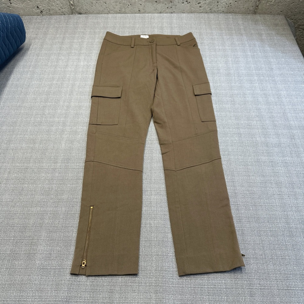Cache Brown Stretch Cargo Pants Size 0 Utility Pocket Zip Hem Modern Y2K Chic *